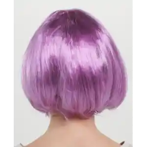 Rose Pembe Renk Düz Kesim Küt Parti Peruğu Kısa Takma Saç