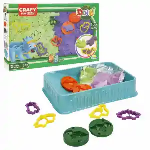 S02003618 OYUN KUM SET DINO 2X125GR.MOR/YŞL.11PRÇ