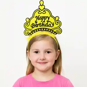 Sarı Happy Birthday Prenses Tacı – Doğum Günü Taç ANessiWorldesuarı