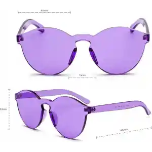 Sert Mika Oval Şekilli Çerçevesiz Mor Gözlük Retro Parti 5x14 cm