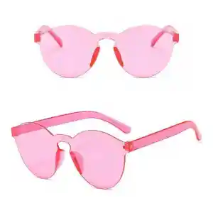 Sert Mika Oval Şekilli Çerçevesiz Pembe Gözlük Retro Parti 5x14 cm