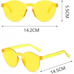 Sert Mika Oval Şekilli Çerçevesiz Sarı Gözlük Retro Parti 5x14 cm