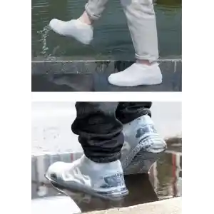 Silikon Ayakkabı Kılıfı Kaymaz Su Kir Geçirmez  M Beden Beyaz