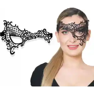 Siyah Renk Dantel Kesim Dantel İşlemeli Balo Parti Maskesi 13 No