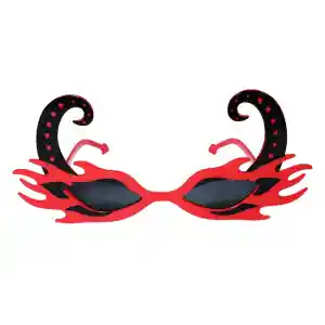 Siyah Boynuzlu Kırmızı Renk Alevli Parti Gözlüğü 21x10cm