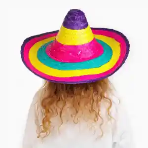 NessiWorld Sombrero Meksikaa Şapkası Renkli Örme Hasır Çocuk Boy