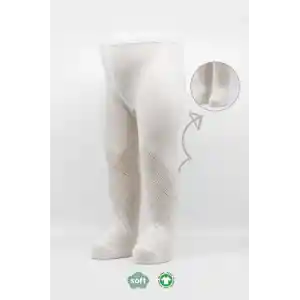 Tekli Ekose Kabartma Penye Külotlu Çorap BS50105 Ekru