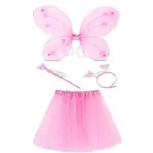 Toz Pembe Kelebek Kostümü - Toz Pembe Kelebek Kostüm ANessiWorldesuar Seti 4 Parça