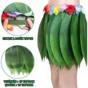 Tropikal Esintili Hawaii Yapraklı Parti Eteği Yetişkin Boy