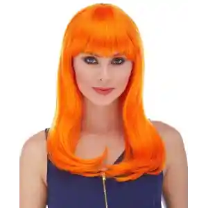 Turuncu Renk Uzun Düz Parti Peruğu