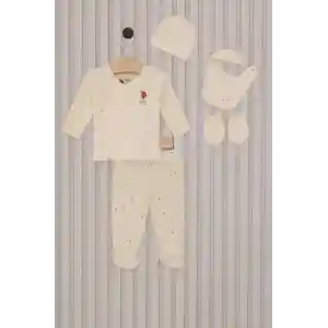 Kız Bebek 5Li Zıbın Seti USB2107 Krem