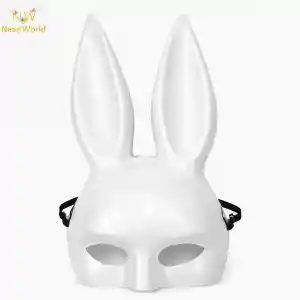 Uzun Kulaklı Beyaz Lüks Tavşan Maskesi