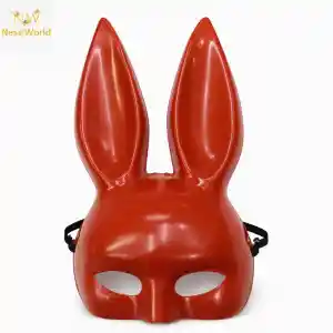 Uzun Kulaklı Kırmızı Lüks Tavşan Maskesi