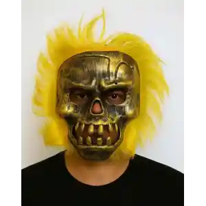 Wild Skull - Bakır Kafatası Sarı Saçlı İskelet Maske