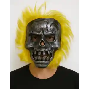 Wild Skull - Metal Kafatası Sarı Saçlı İskelet Maske