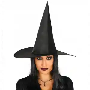 Yetişkin Boy Siyah Cadı Şapkası ve Uzun Siyah Cadı Peruğu