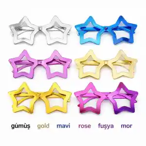 Yıldız Parti Gözlüğü 12'li Set – 6 Renk ( Camsız )