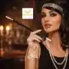 30 cm Siyah Payetli Sigara Tutacağı – 1920’ler Gatsby Parti Aksesuarı
