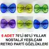 70li 80li Yıllar Nostalji Yeşilçam Retro Parti Gözlükleri 6 Adet