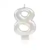 8 Rakam Mum Gümüş Renk