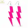 80’ler 90'lar Retro Neon Pembe Şimşek Küpe 10 cm