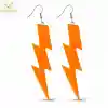 80’ler 90'lar Retro Neon Turuncu Şimşek Küpe 10 cm