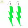 80’ler 90'lar Retro Neon Yeşil Şimşek Küpe 10 cm