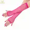 80’ler 90’lar Retro Neon Fuşya Şeker Pembesi File Parmaksız Eldiven 26 cm
