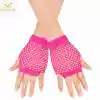 80’ler 90’lar Retro Neon Fuşya Şeker Pembesi File Parmaksız Kısa Eldiven 11 cm