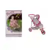 9614  3 Tekerlekli Pembe Gri Puset -NessiWorld