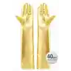 Altın Renk Dirsek Altı Lüks Saten Eldiven 40 cm