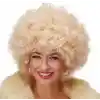 Altın Renk Kıvırcık Afro Bonus Peruk Saç Parti Peruğu Platin Gold