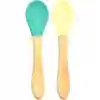 Bambu Saplı Silikon Mama Kaşığı 2li Yeşil Sarı