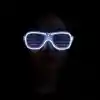 Beyaz Led Işıklı Parti Gözlüğü - Neon Glow Şerit Gözlük 3 Modlu