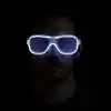 Beyaz Led Işıklı Parti Gözlüğü - Neon Glow Şerit Gözlük 3 Modlu