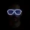 Beyaz Led Işıklı Parti Gözlüğü - Şerit Gözlük 3 Modlu