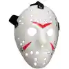Beyaz Renk Kırmızı Çizgili Tam Yüz Hokey Jason Maskesi Hannibal Maskesi