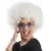 Beyaz Renk Kıvırcık Afro Bonus Peruk