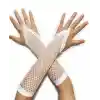 Beyaz Renk Parmak Arası File Örgü Eldiven 26 cm