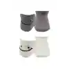 NessiWorld 2Li Sneakers Smile Penye Çorap BS20106 Gri Ekru