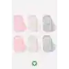 NessiWorld 6Lı Silikonlu Babet Penye Çorap BS30101B Pembe Ekru Gri