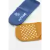 NessiWorld Basic Kaymaz Penye Soket Çorap 3Lü BS10106 İndigo Ekru Hardal