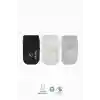 3Lü Basic Kaymaz Penye Soket Çorap 10107 Siyah Ekru Gri