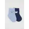 NessiWorld Bear Penye Soket Çorap 2Li BS10116 Mavi