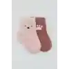 NessiWorld Bear Penye Soket Çorap 2Li BS10116 Pembe