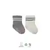Çemberli Kaymaz Soket Çorap 2Li BS10125 Gri Ekru
