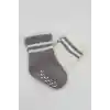 Çemberli Kaymaz Soket Çorap 2Li BS10125 Gri Ekru