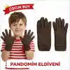 Çocuk Boy Pandomim Eldiveni Beyaz Puantiyeli Kahve Renk Gösteri Eldiveni 23 Nisan 19 Mayıs