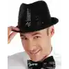 Disko Star Siyah Payetli Fötr Şapka Yetişkin Boy