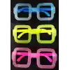   Fosforlu Kare Model Glow Parti Gözlüğü Karanlıkta Yanan Gözlükler 12 Adet